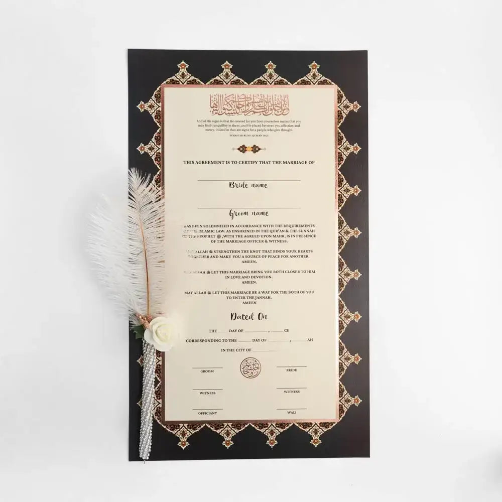 Nikah Nama - Gold Foiled - Design 3, Paper with Pen image