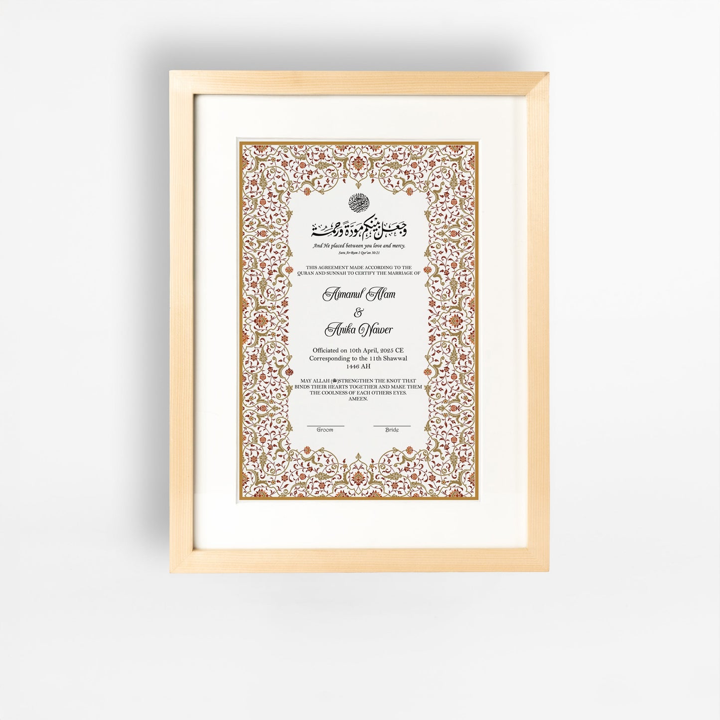 Nikah Nama 15 Frame