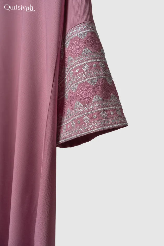 Crushed Rose Textured Kimono Open Abaya image 2