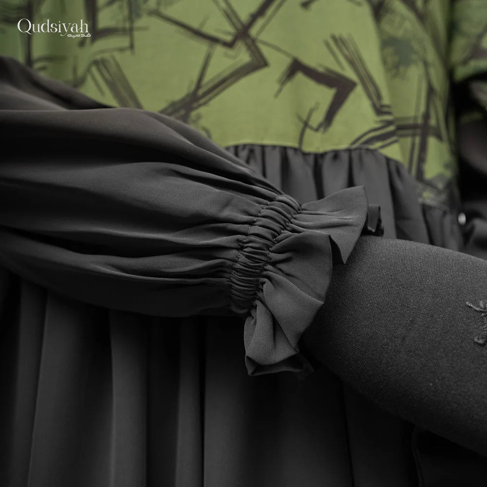 Emerald Moss Green Premium Abaya image 2