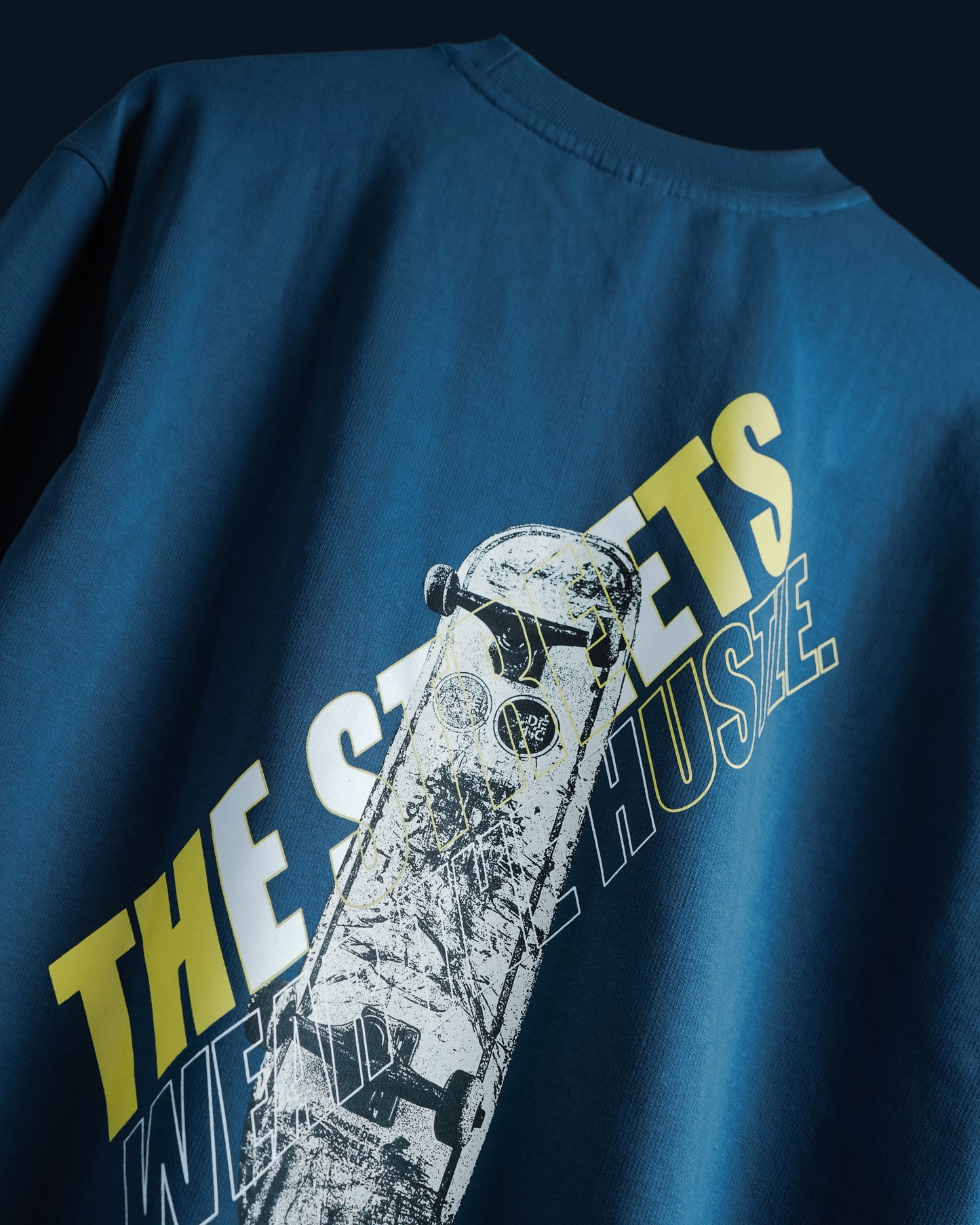 The Streets - Oversized Drop Shoulder T-Shirt - Stone Blue