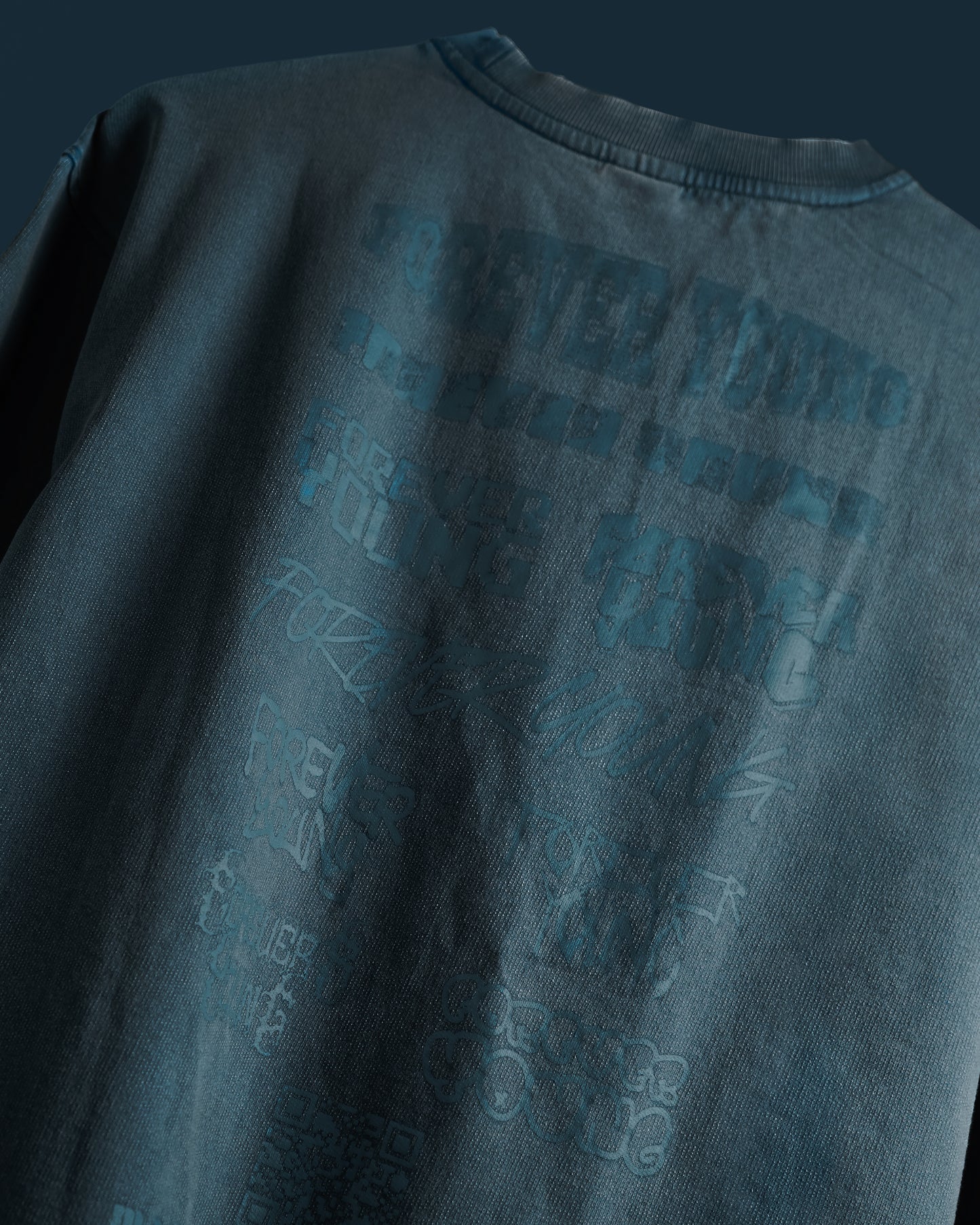 Acid Wash Oversized Drop Shoulder T-Shirt - Denim Blue