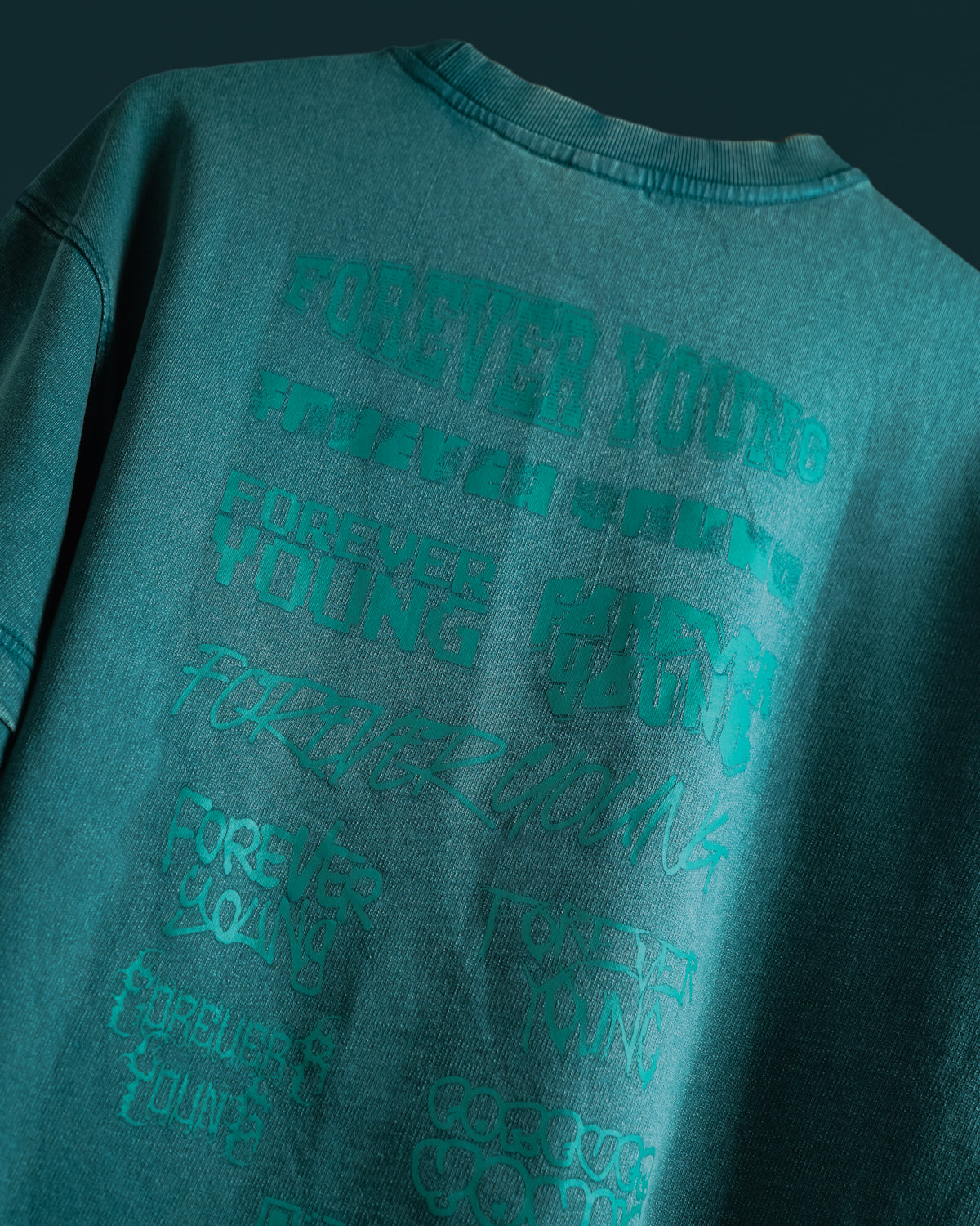 Acid Wash Oversized Drop Shoulder T-Shirt - Hunter Green