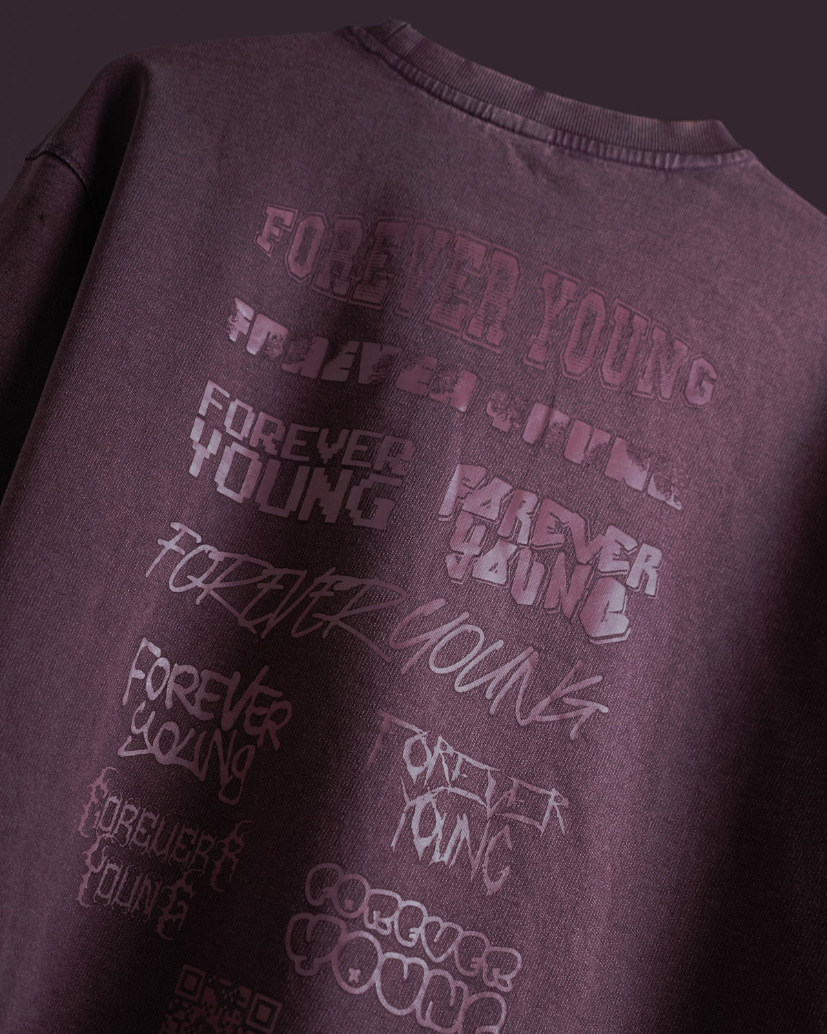 Acid Wash Oversized Drop Shoulder T-Shirt - Orchid Purple