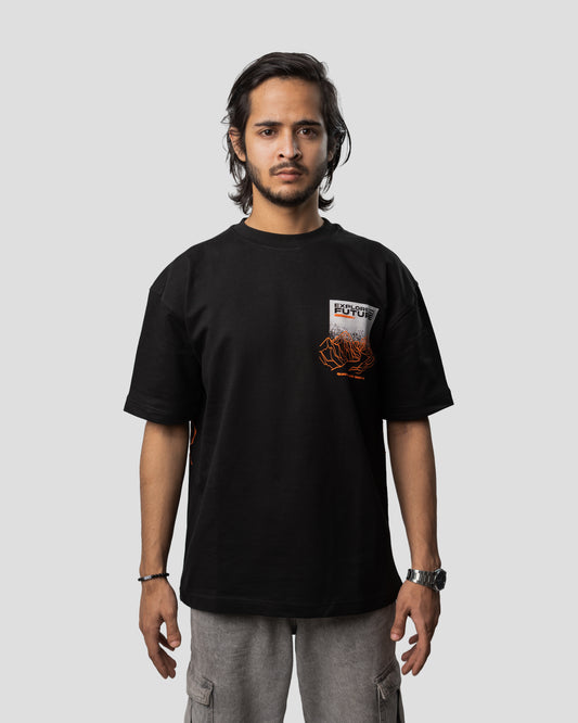 Explore The Future - Oversized Drop Shoulder T-Shirt - Jet Black