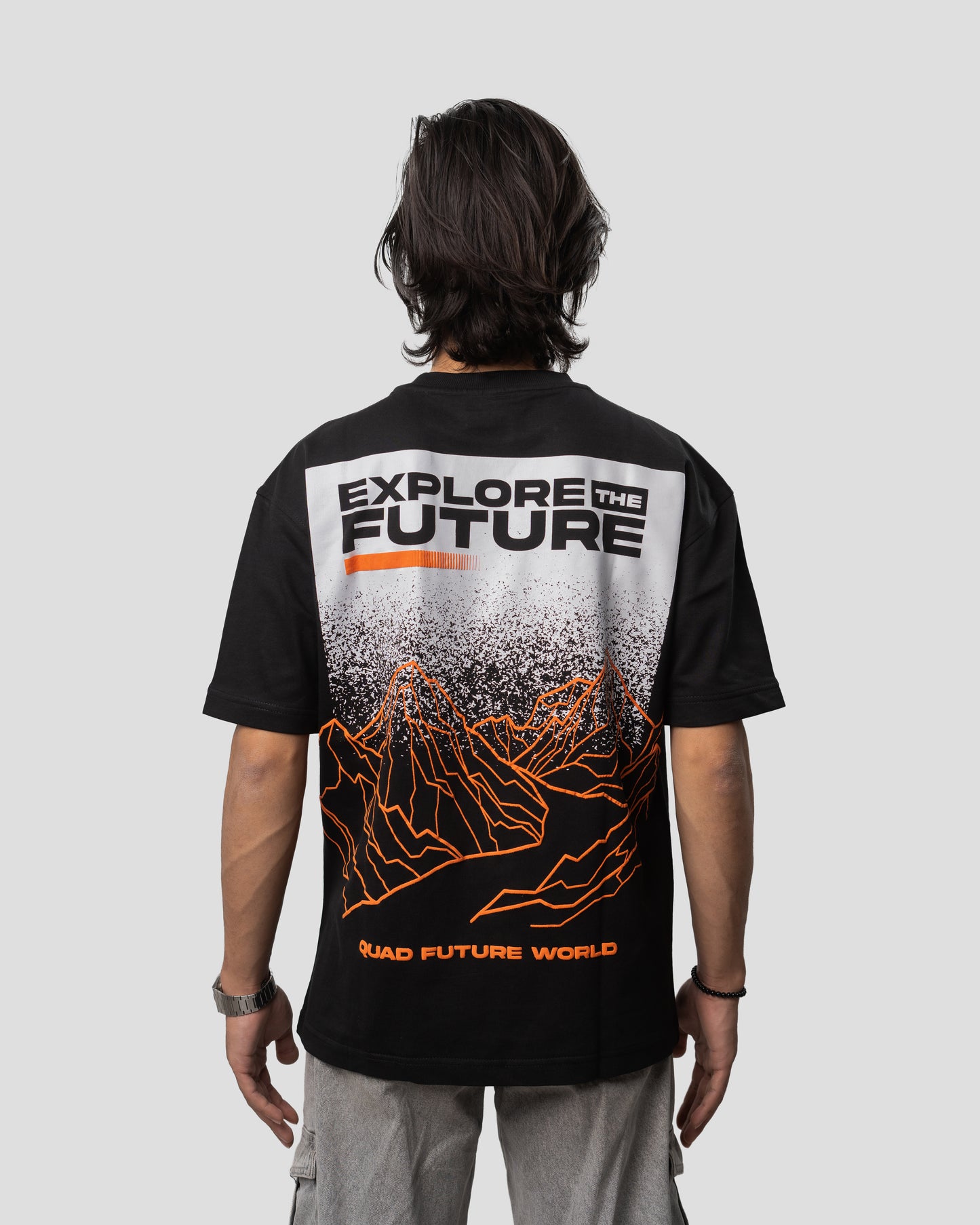 Explore The Future - Oversized Drop Shoulder T-Shirt - Jet Black