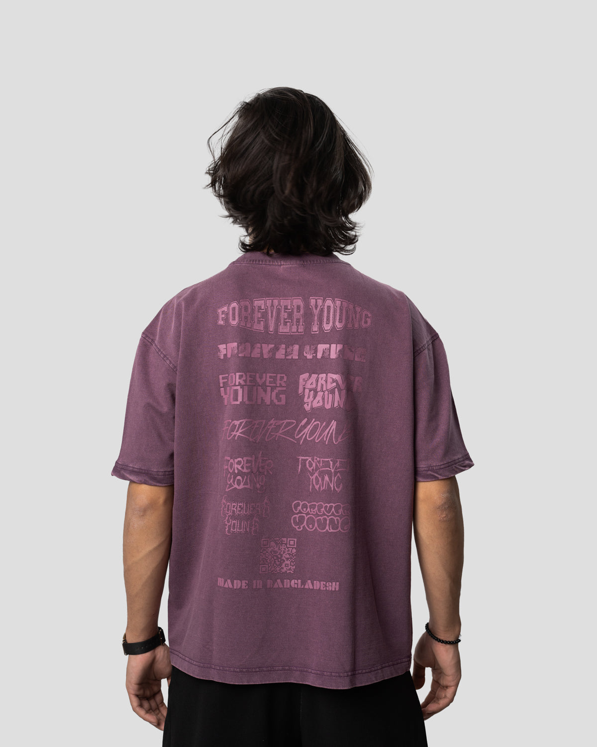 Acid Wash Oversized Drop Shoulder T-Shirt - Orchid Purple