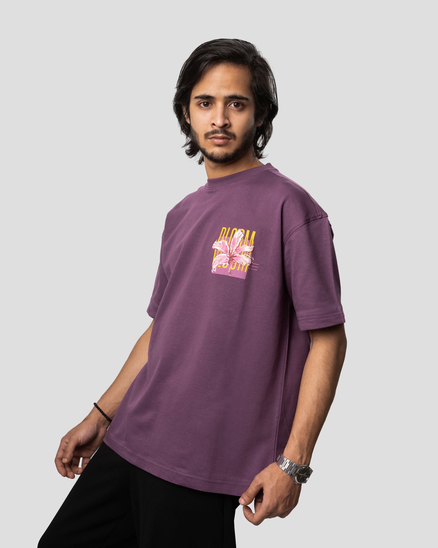 Bloom - Oversized Drop Shoulder T-Shirt - Pearly Purple
