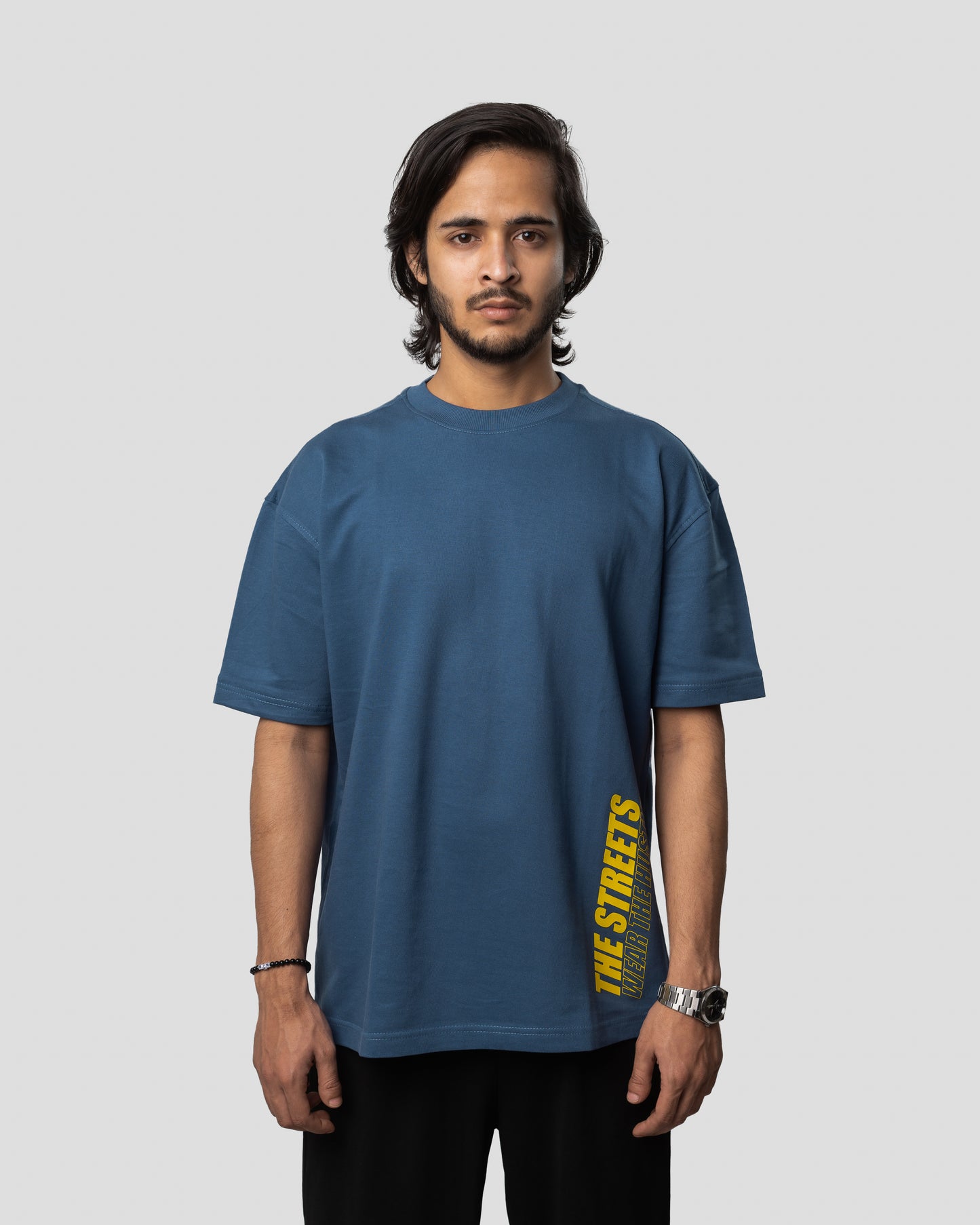 The Streets - Oversized Drop Shoulder T-Shirt - Stone Blue