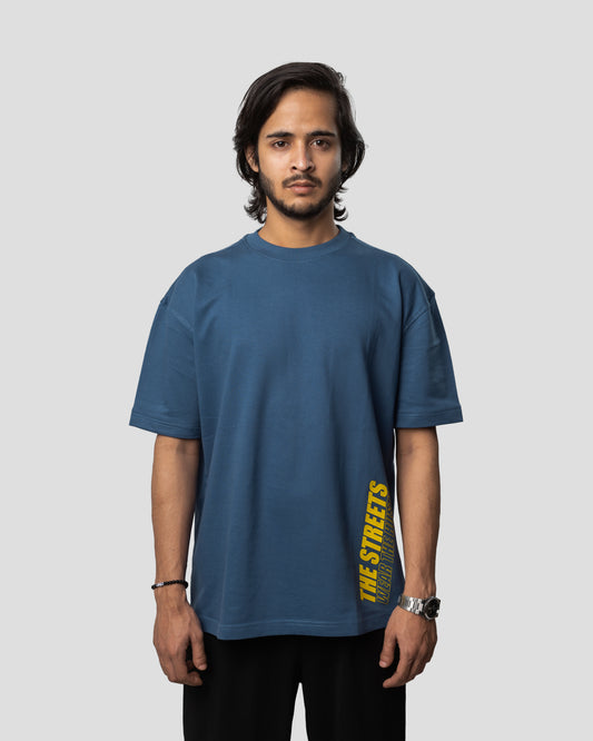 The Streets - Oversized Drop Shoulder T-Shirt - Stone Blue