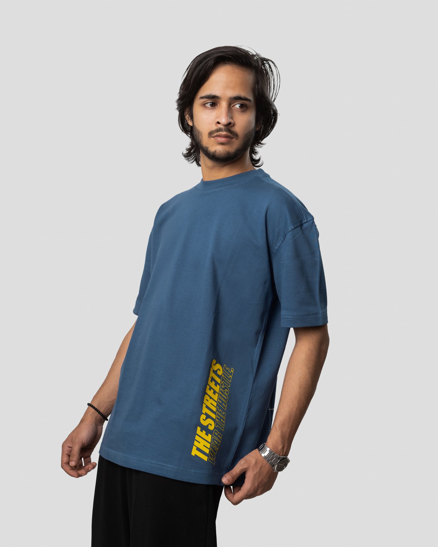 The Streets - Oversized Drop Shoulder T-Shirt - Stone Blue