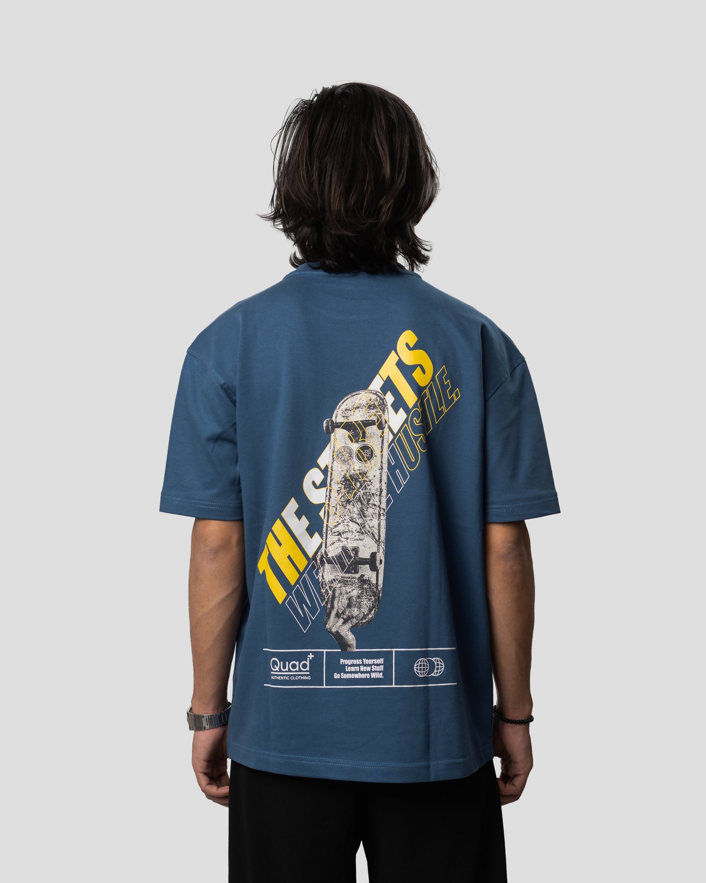 The Streets - Oversized Drop Shoulder T-Shirt - Stone Blue