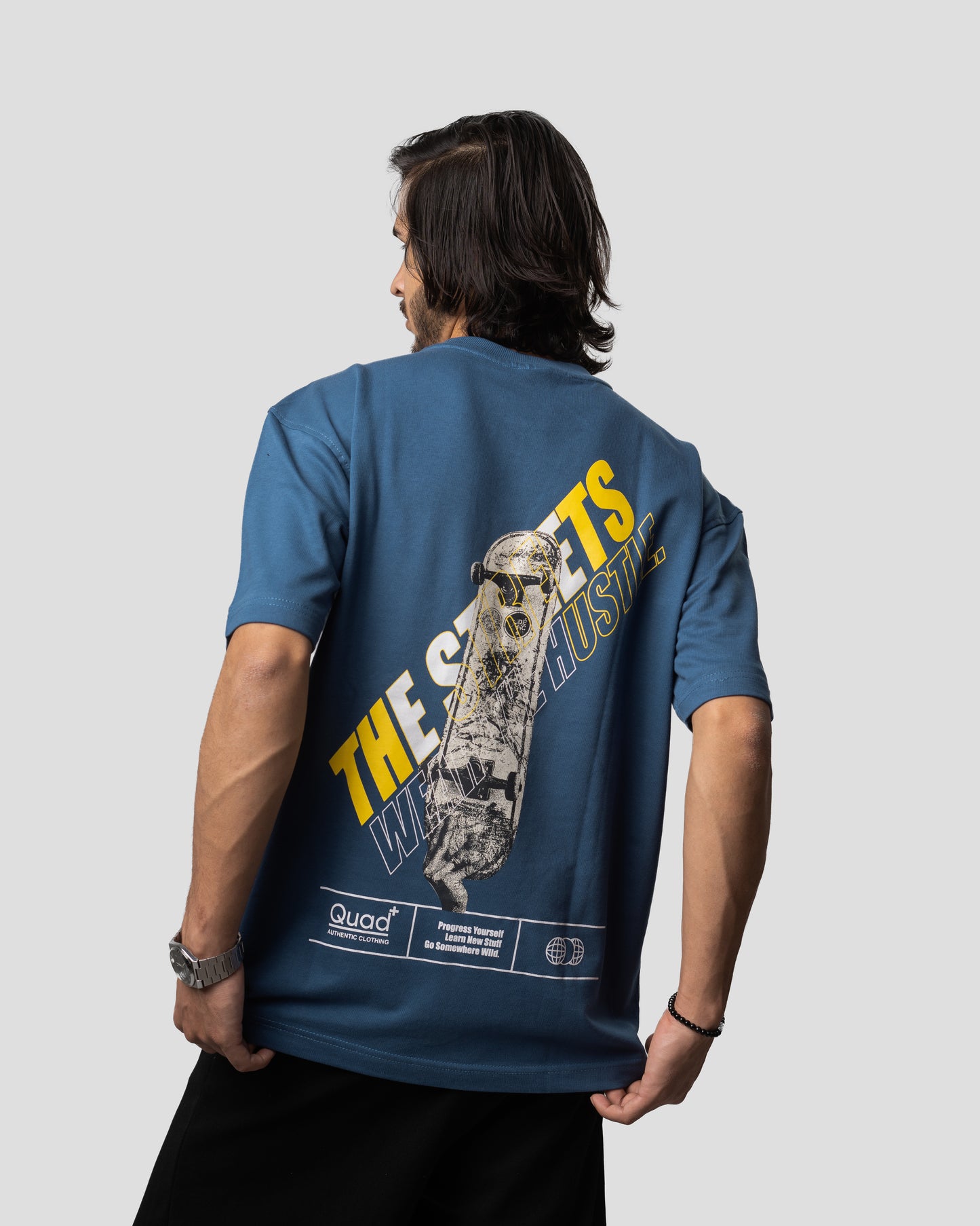 The Streets - Oversized Drop Shoulder T-Shirt - Stone Blue