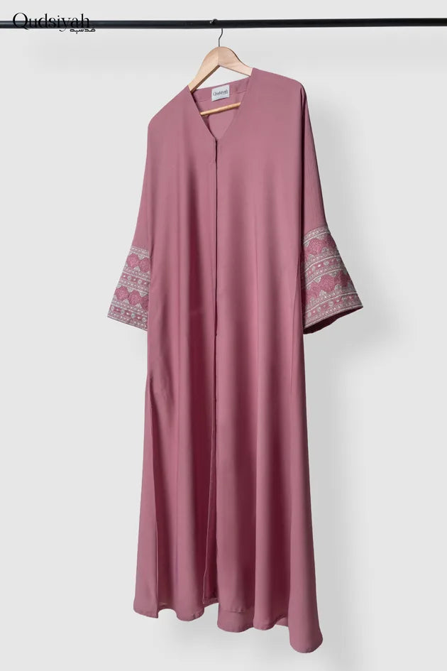 Crushed Rose Textured Kimono Open Abaya image 0