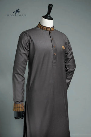 Horsemen Punjabi-Tropical Suiting Twill Fabric - Taupe Brown