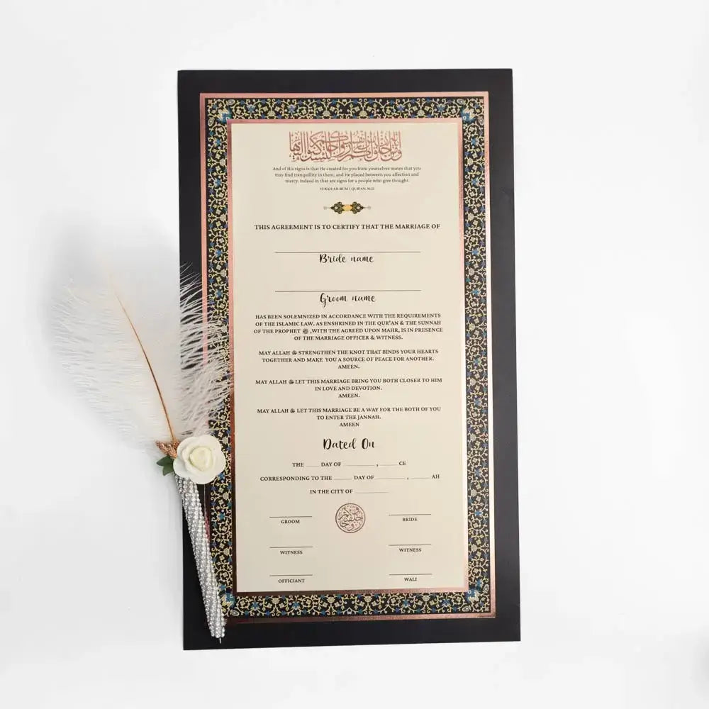 Nikah Nama - Gold Foiled - Design 4, Paper with Pen image