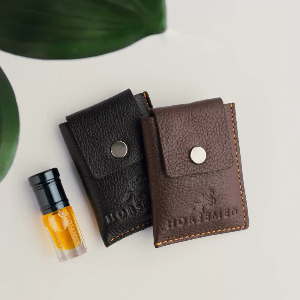 Leather Cover for Attar Bottle - Brown