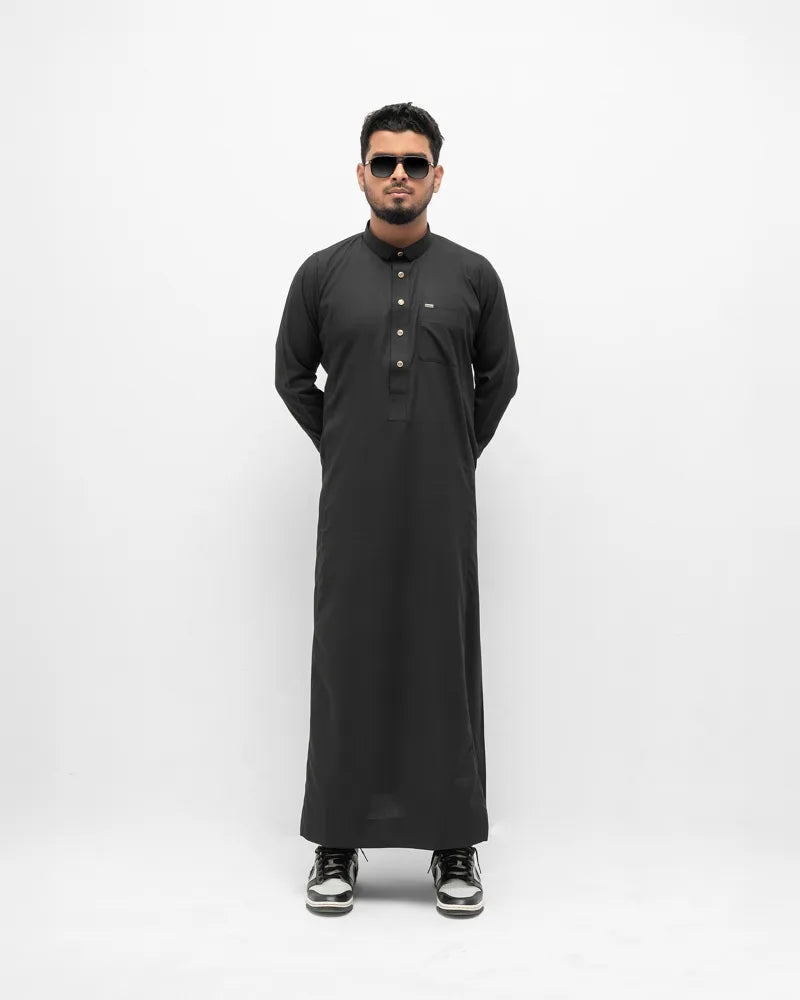 Arabian Platinum Thobe | Jade Black image 0