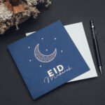 Exquisite 150mm Square Eid Card with White Envelope