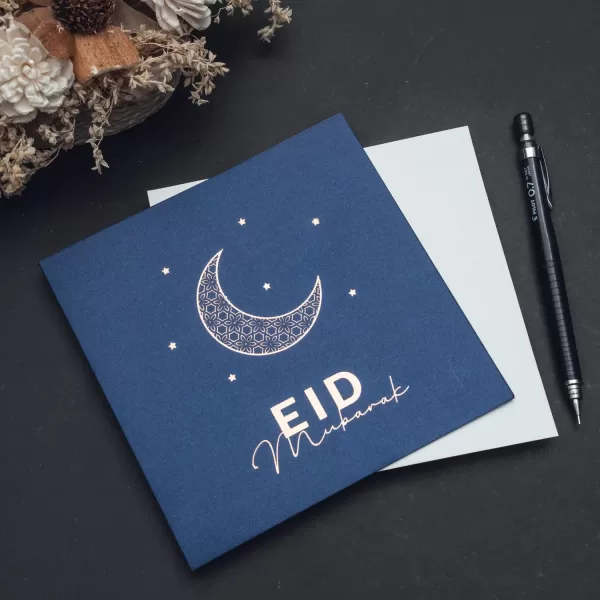Exquisite 150mm Square Eid Card with White Envelope